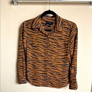 NWOT Banana Republic Zebra Stripe Blouse in Brown and Black sz PXS